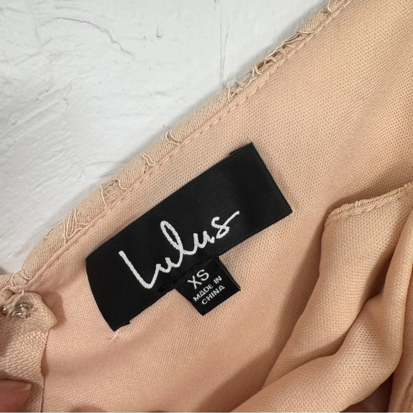 Lulus Peach Lace Maxi Dress Womens XS Formal Prom Bridesmaid Strappy High Slit - Image 8