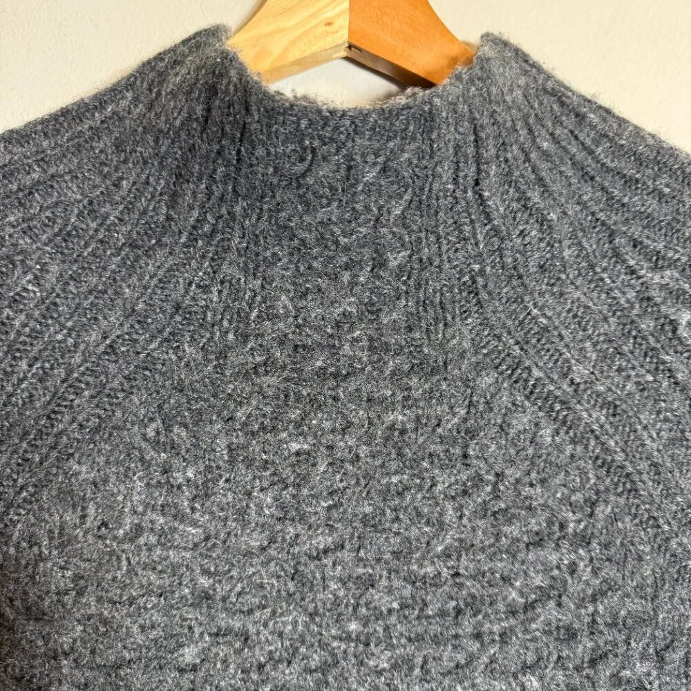 Anthropologie Bia Mock Neck Alpaca Chunky Knit Sweater Pullover Women's XS Gray - Image 7