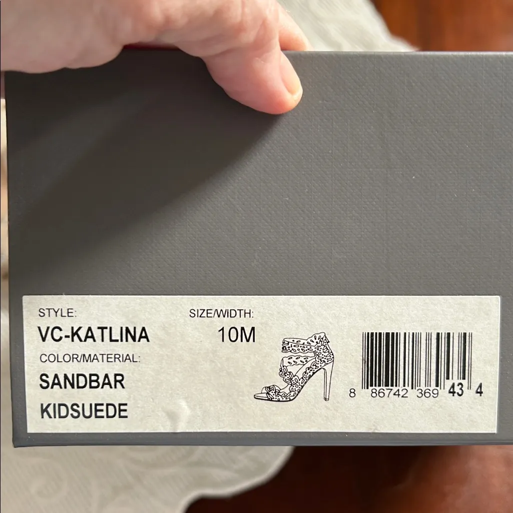 Vince Camuto Tan Cutout Heels with Rhinestones - Image 2