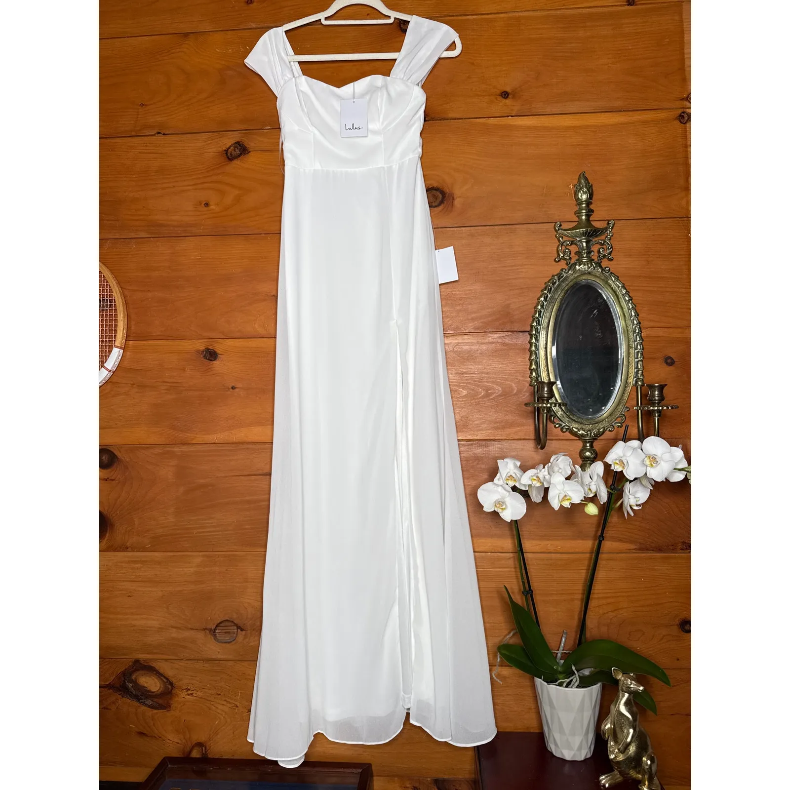 NWT Lulus Magical Magnetism White Off-the-Shoulder Maxi Dress Bridal Wedding XS - Image 2
