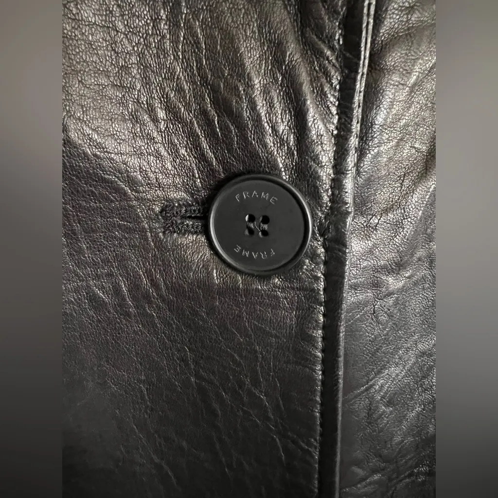 NWOT Frame Lamb Leather Trench Coat Black Size Large Celebrities Favorite. - Image 7