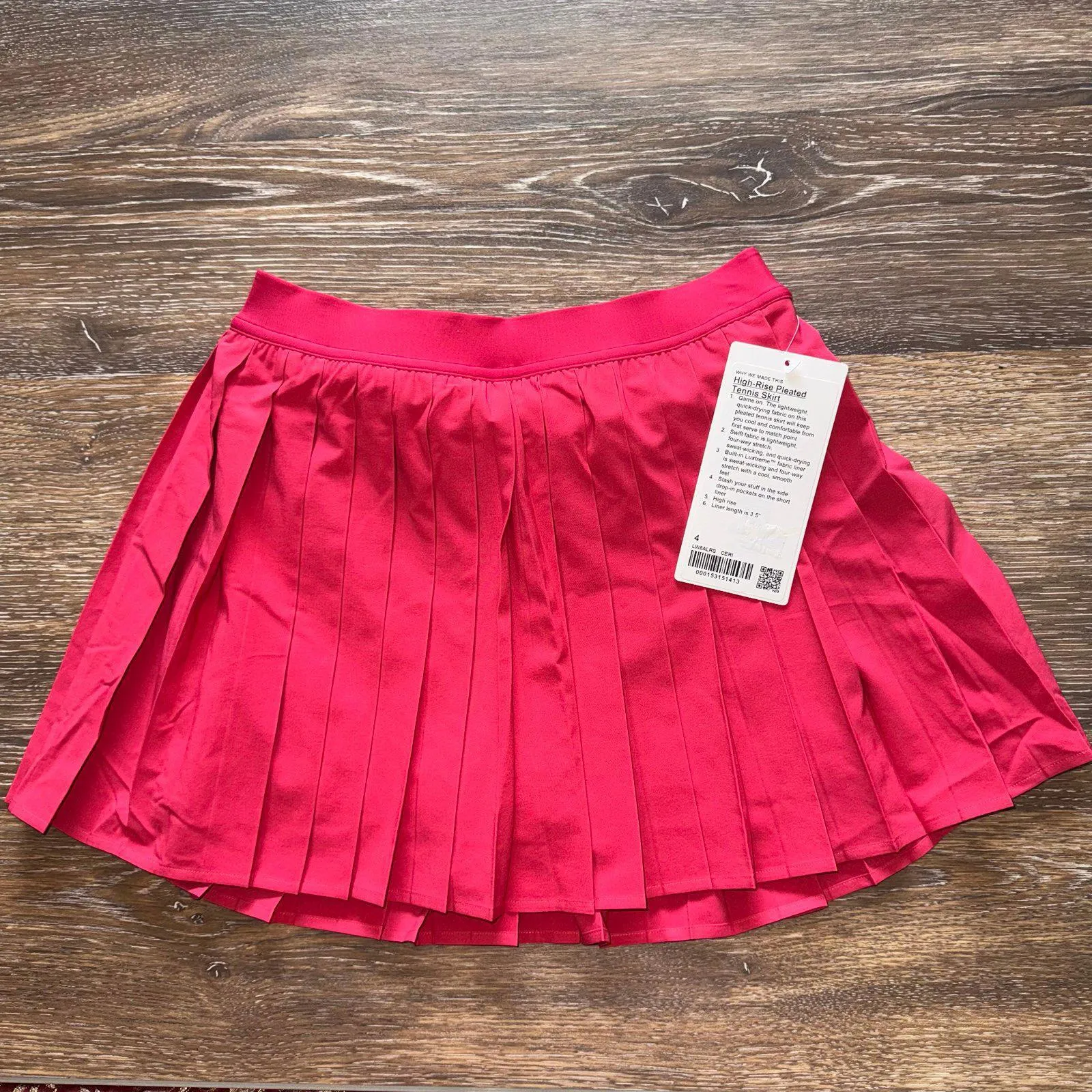 Lululemon High Rise Pleated Tennis Skirt Cherry Mist Size 4 NWT - Image 2
