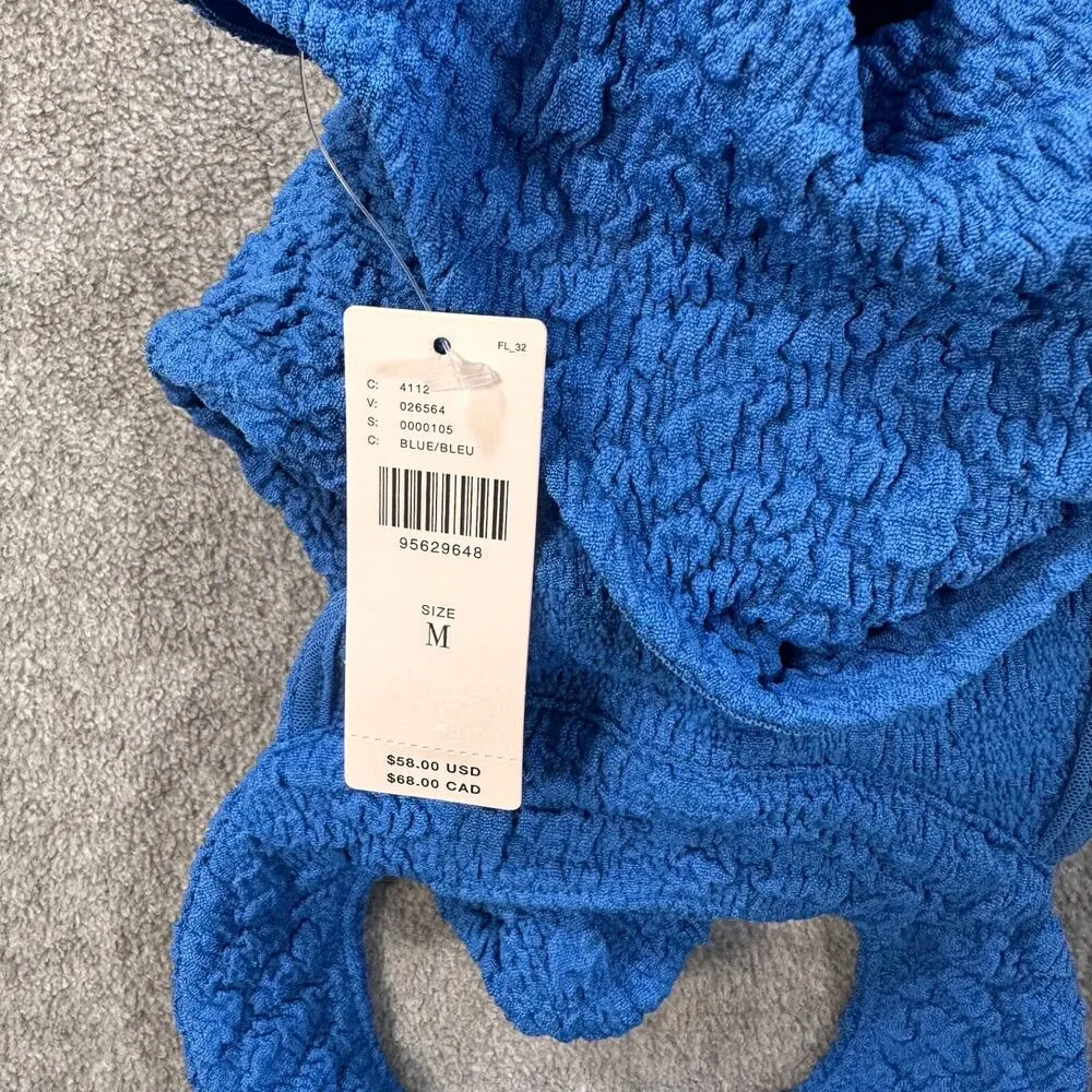 Maeve Anthropologie Textured High Neck Halter Tank Top Women's Medium Blue New - Image 6