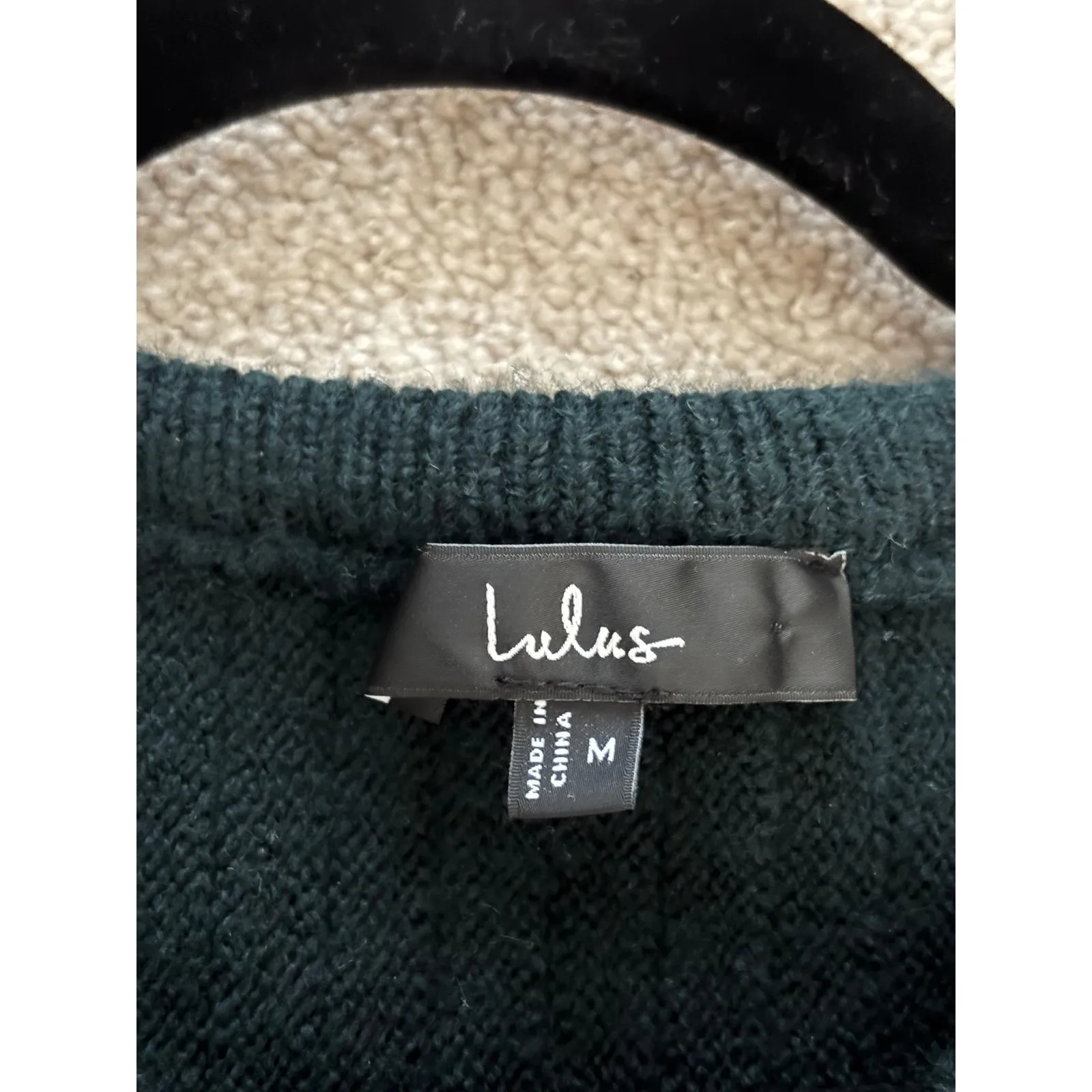 Lulus Dark Green Ribbed Long Sleeve Skater Mini Dress Size M - Image 6