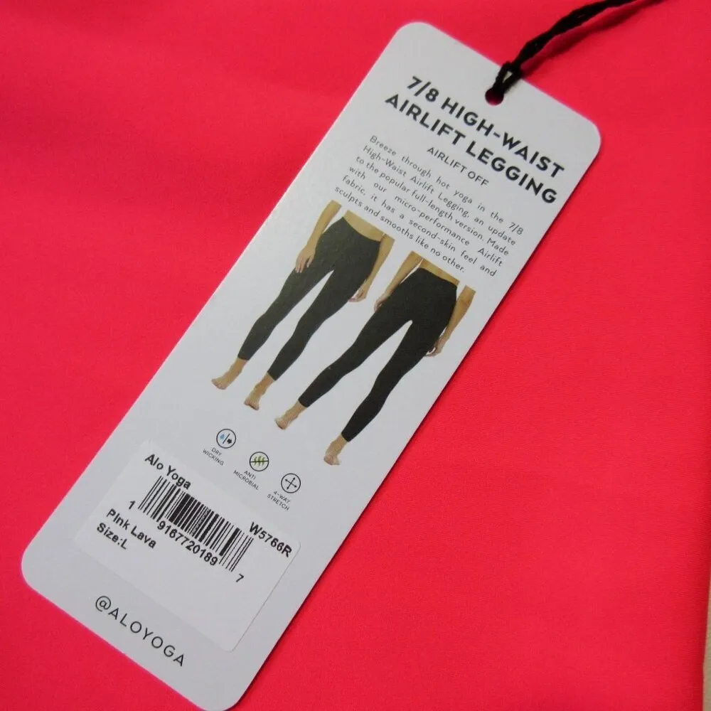 NWT Alo Yoga 7/8 High-Waist Airlift Legging in Pink Lava Stretch Workout L - Image 3