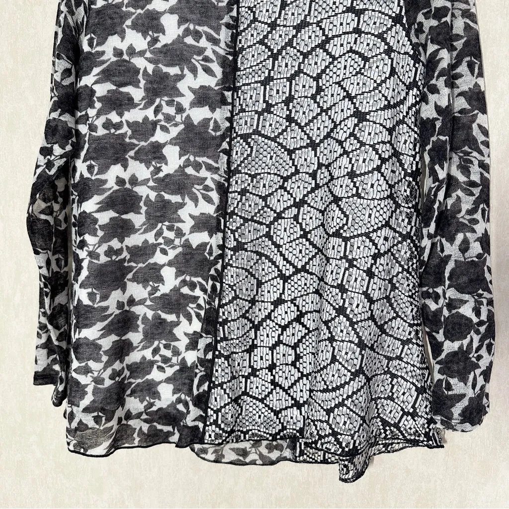 Ali Miles Women’s Mixed Print Mesh Tunic Top Longsleeve Art To Wear Whimsigoth M Black Size M - Image 6