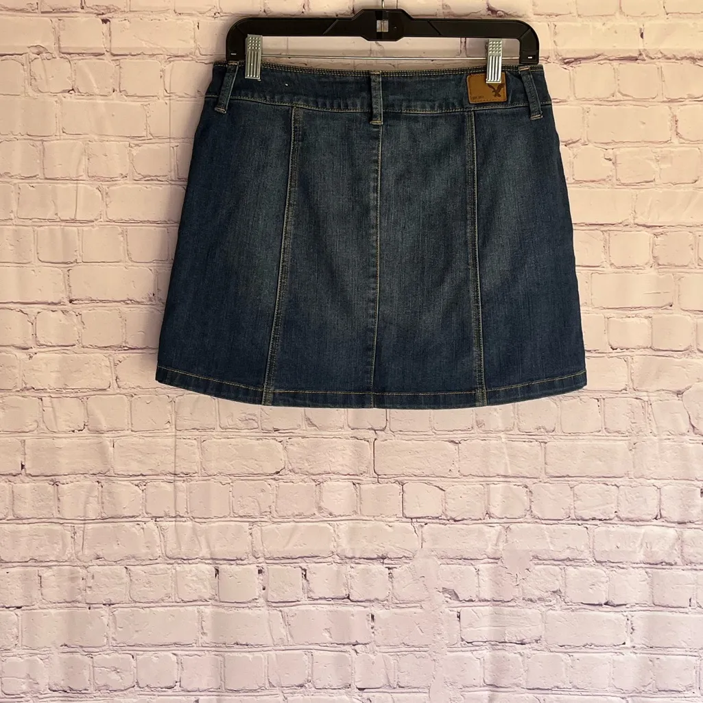 American Eagle Outfitters Dark Blue A-Line Button Up Skirt‎ Woman’s Size 8 - Image 2