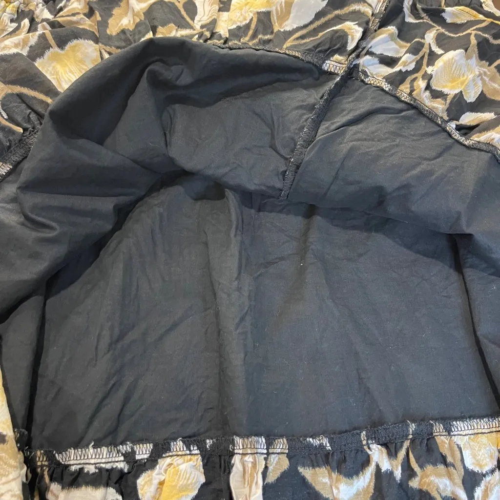 Universal Thread Mini Dress Women's Size XL Floral Cotton, Viscose‎ Black Yellow - Image 8