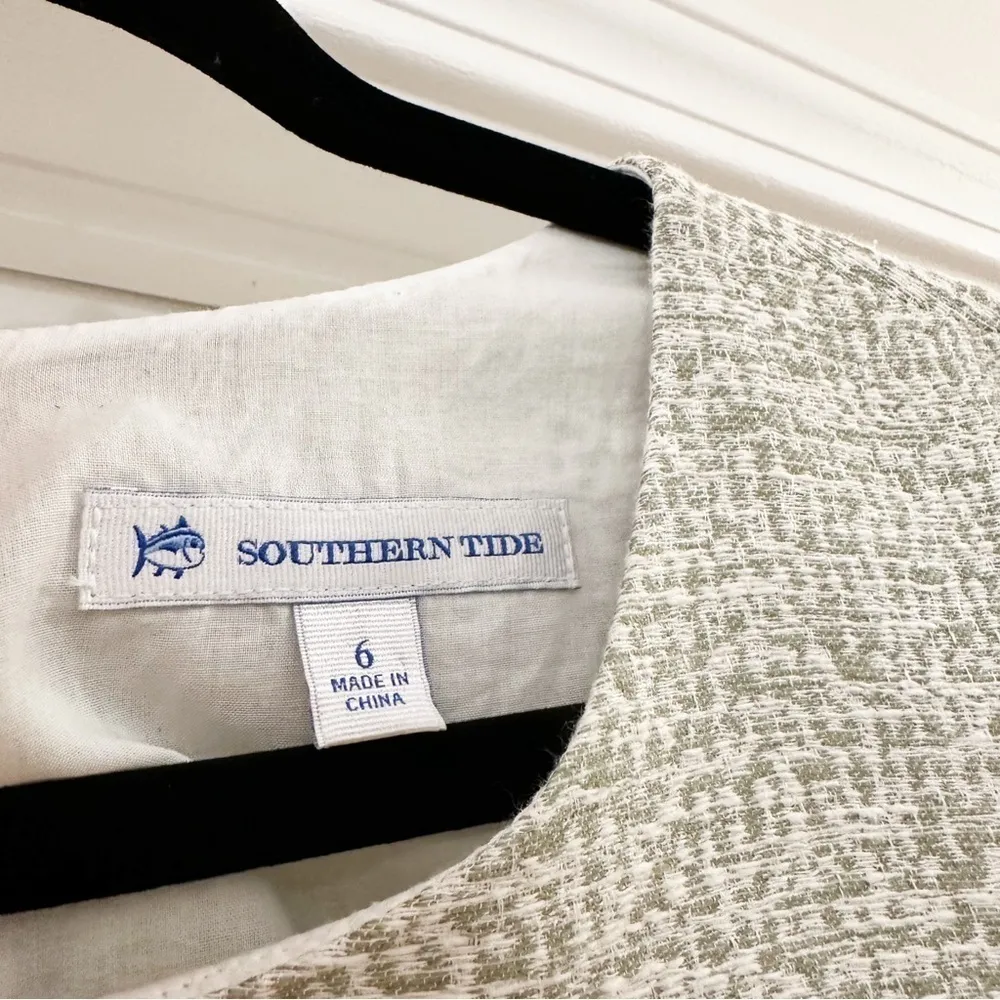 Southern Tide Seagrass Green Paislee Tweed Mini Dress sz 6 - Image 6
