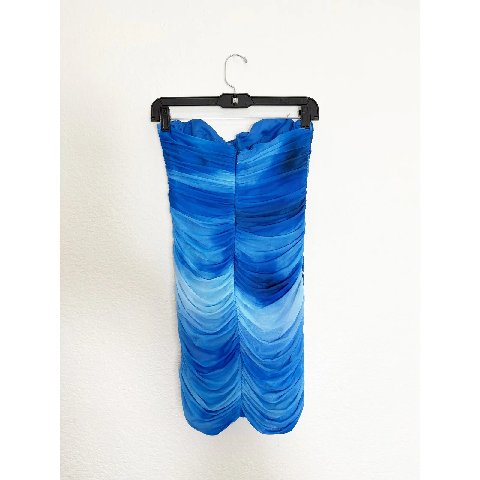 Zara Blue Short Tulle Mini Dress Size Medium Ruched Jersey Strapless 3239/022 - Image 13