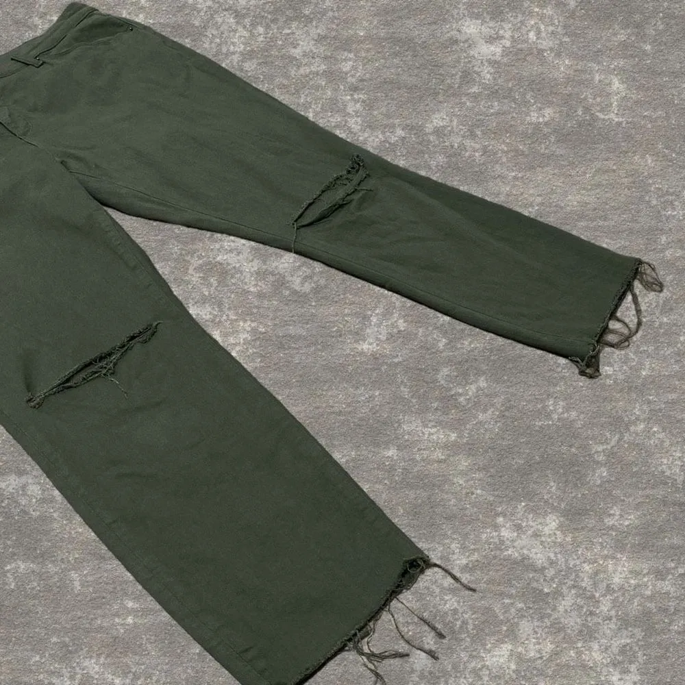 UNIVERSAL THREAD | Olive Green Ripped Knee Frayed Hem Mid Rise Jegging Jeans 24W - Image 3