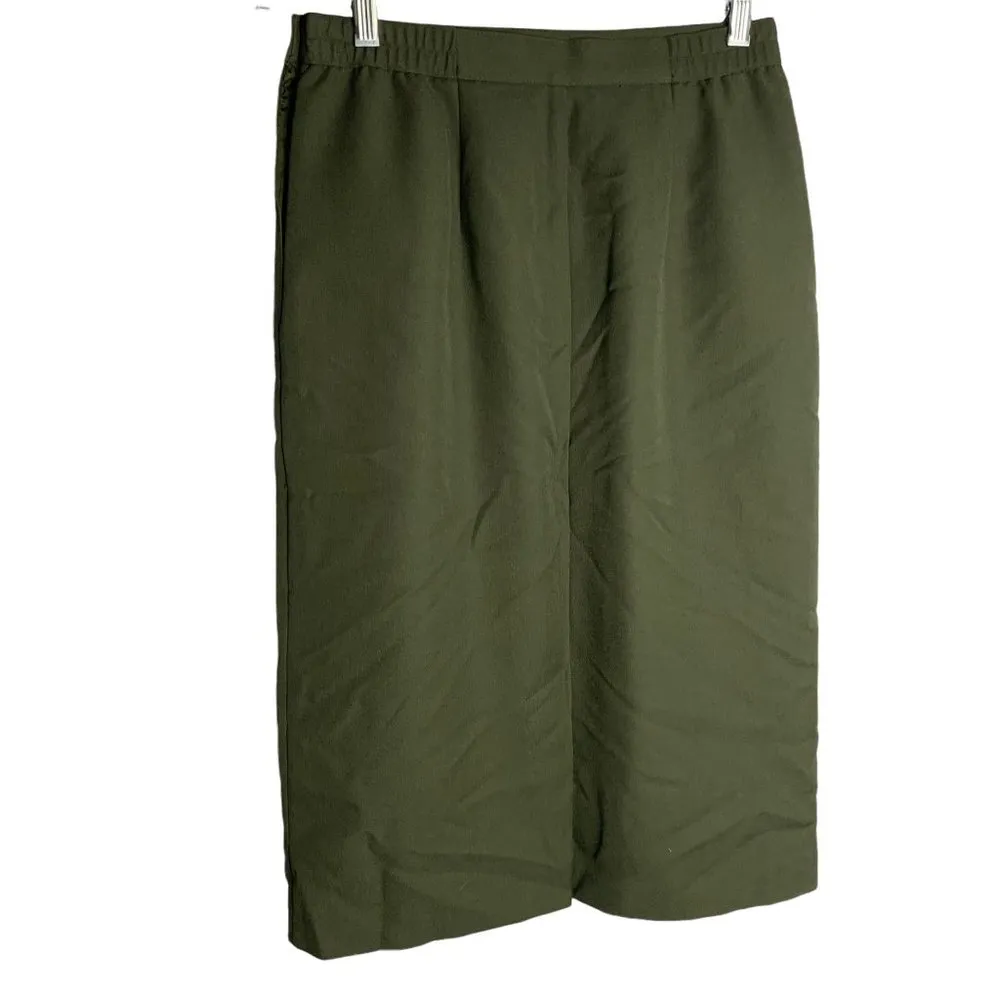 Vintage Leslie Fay Pencil Skirt S Green Pockets Wool Pleated Button Union Made - Image 3