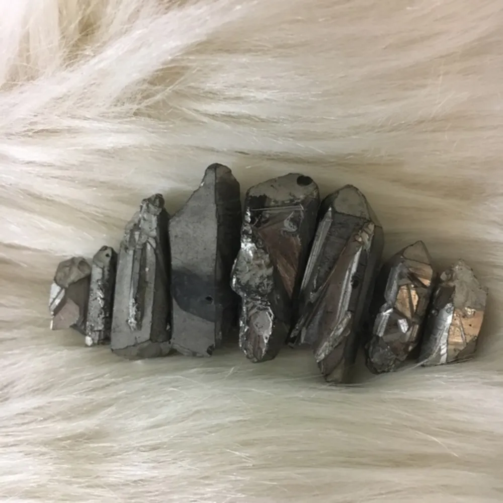 PEWTER Quartz Crystal Boho Hair Barette Clip Silver - Image 2