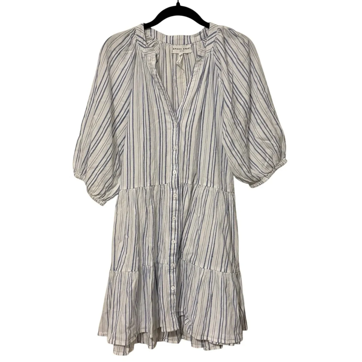 Apiece Apart 100% Cotton Blue White Striped Mini Dress Size XS - Image 3