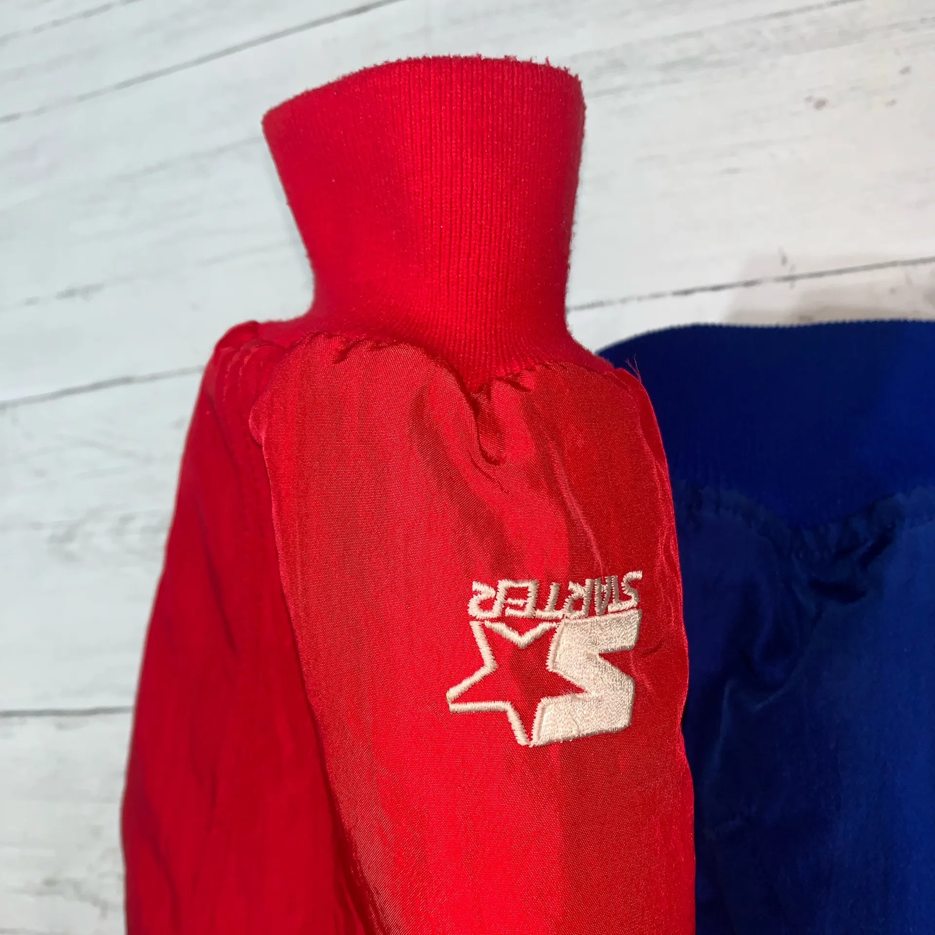 Vintage 90s Texas Rangers Starter Nylon Bomber Big Logo Jacket XL READ - Image 8