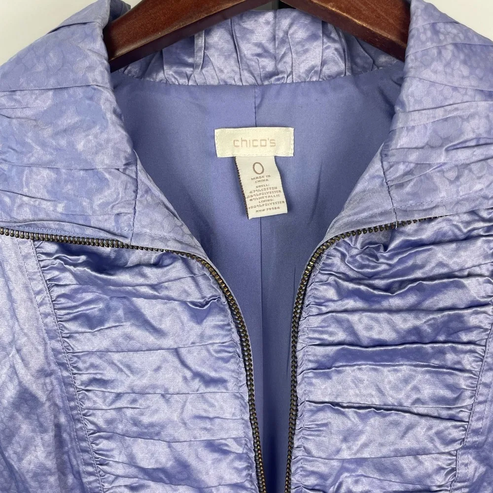 Chico’s Lavender Satin Snakeskin Full‎ Zip Collared Jacket - Image 3