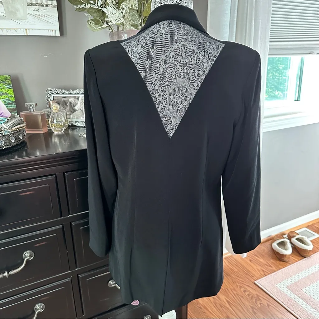 Anage Evenings Black Longline Blazer Jacket Formal Evening Coat Size 12 - Image 6