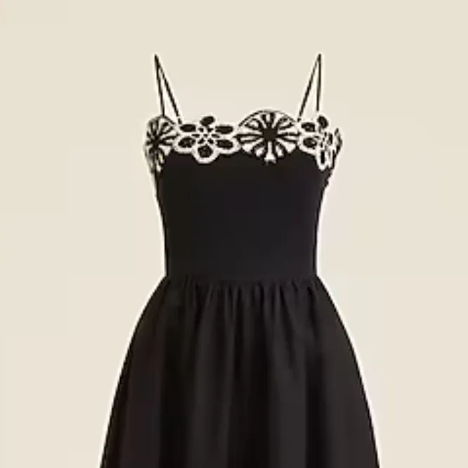 J Crew Crocheted Elegant Black Floral Dress - Image 2