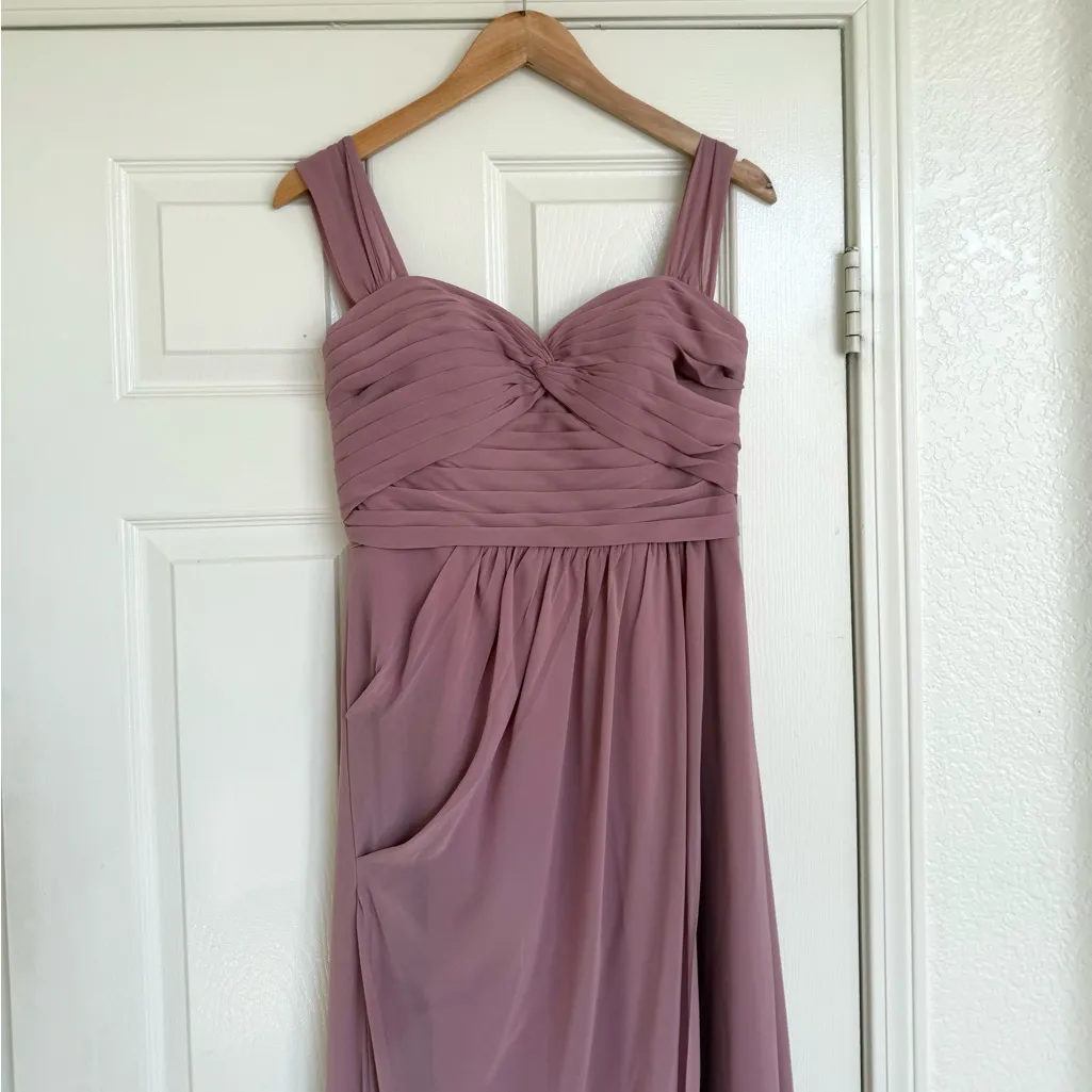 Azazie Zapheira Dusty Rose Pink A-Line Ruched Chiffon Dress Bridesmaid 8 - Image 5