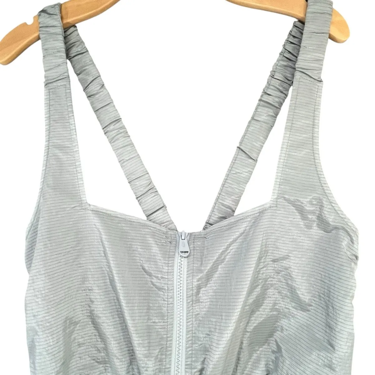 Free People Chaparral Convertible Hike Jumpsuit M Gray Utility Relaxed Overalls - Image 3