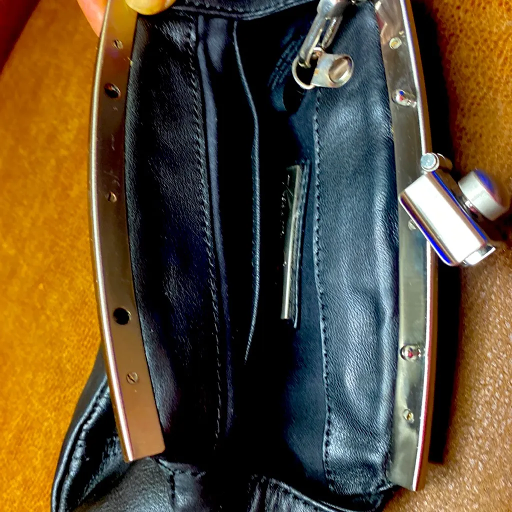 Kenneth Cole REACTION Black Leather Frame Clutch Wristlet - Image 7