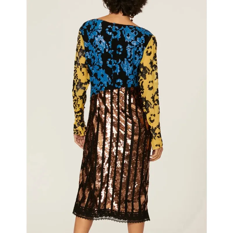 Rachel Comey Mix Material Sequin Midi Dress Size 4 Semi-Formal Cocktail $860 - Image 3