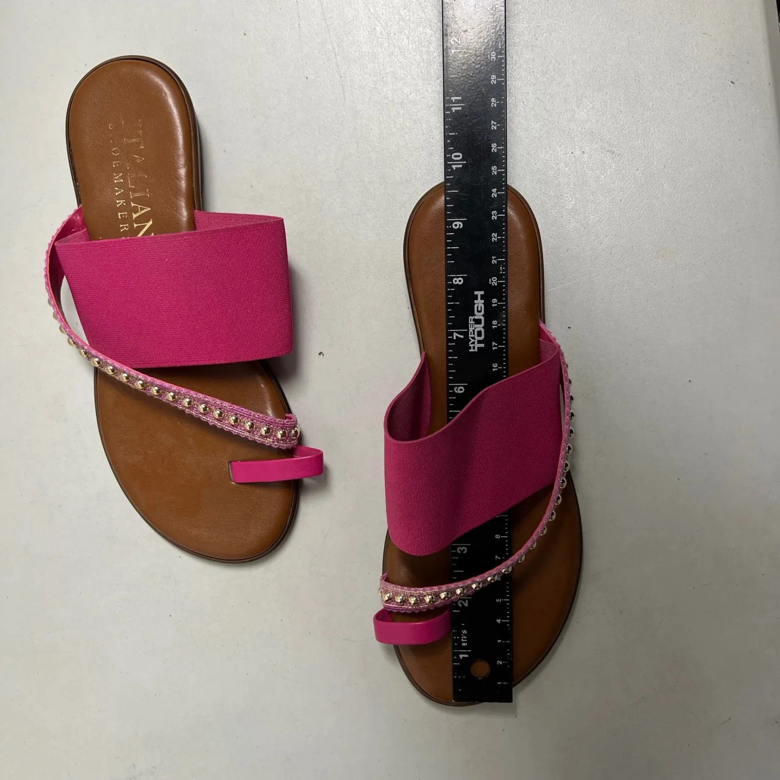 ITALIAN SHOEMAKERS Women's Toe Band Slide Pink‎ Sandals Made In Italy Size 8 - Image 4