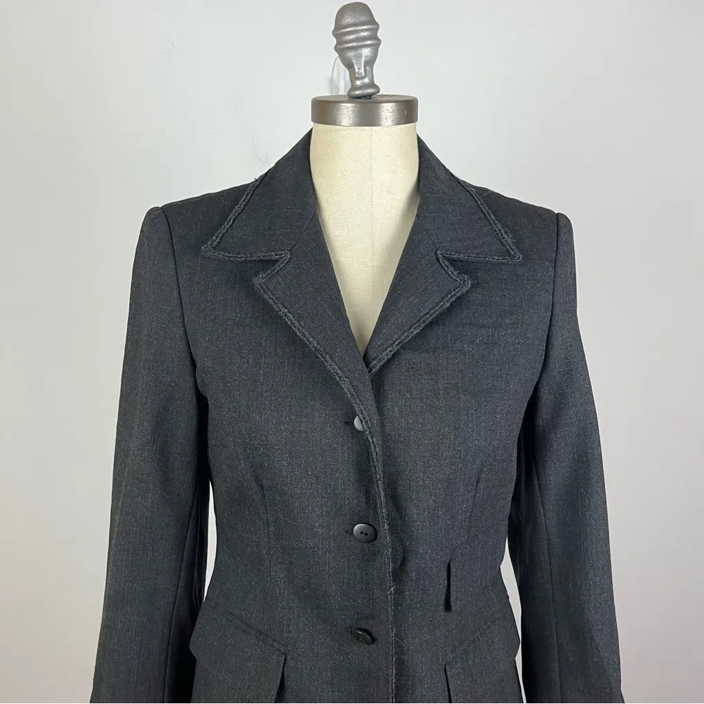 Anni Kuan Grey Wool Blend Blazer Gray Size 4 - Image 3