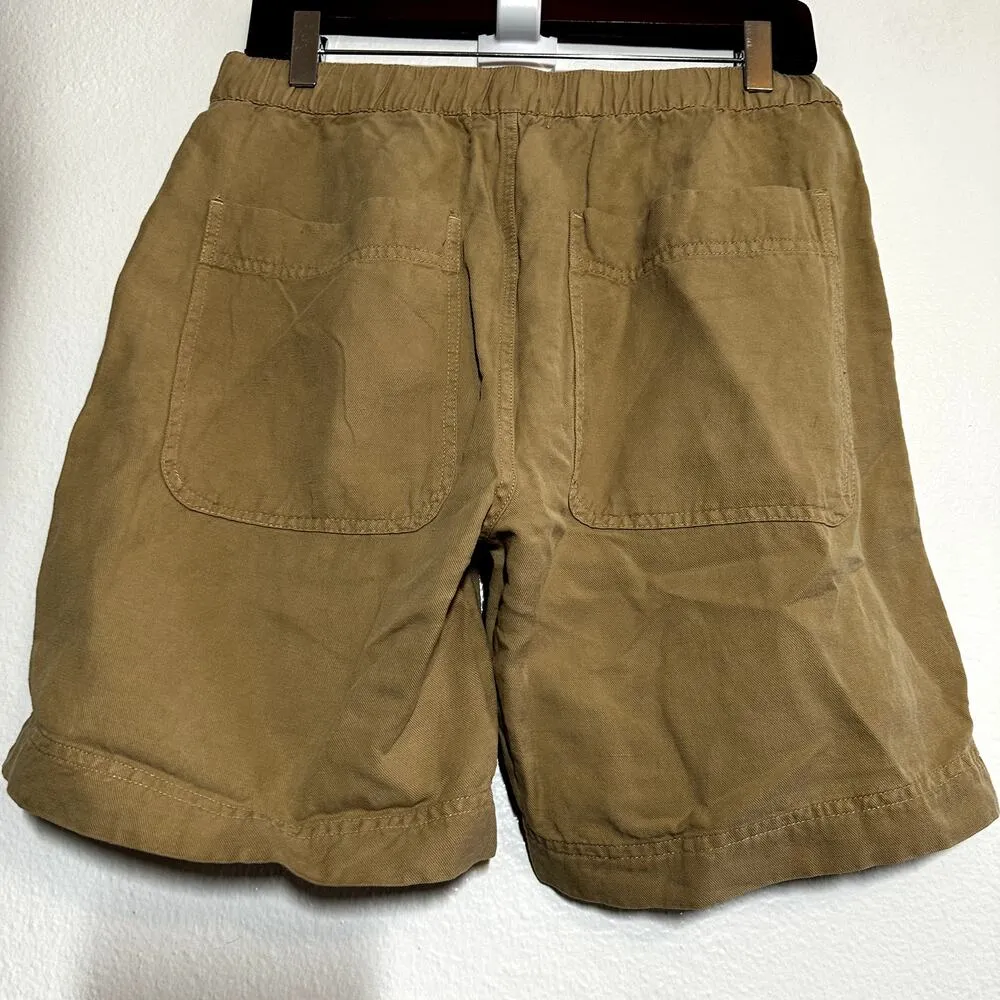 Alex Mill Pleated Linen Shorts Twill Vintage Khaki Pull On Corozo Buttons S NWOT Brown - Image 5
