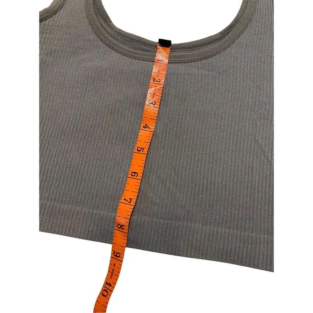 Coqq Wide Strap Ribbed Crop Top Tank Top Sexy Lounge Casual Everyday Gray - Image 9