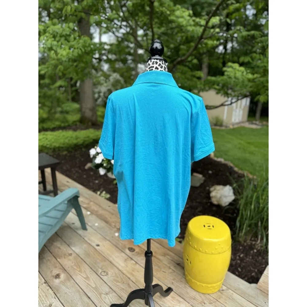 Woman Within Women's Plus Size Perfect Short-Sleeve Polo Shirt Turquoise 1X G4 - Image 2