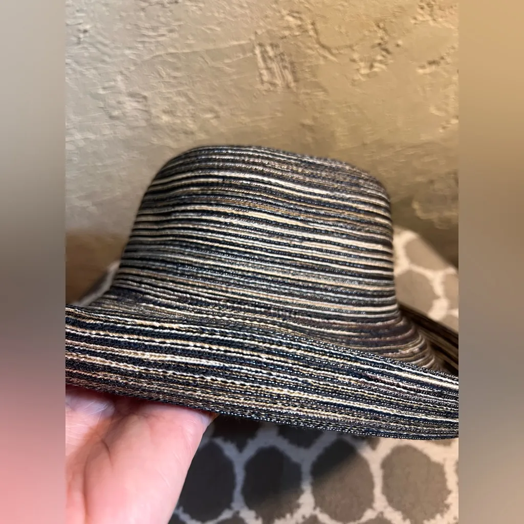 Kooringal Striped Black Brown Taupe Women's Hat made in Australia sized 58cm - Image 11