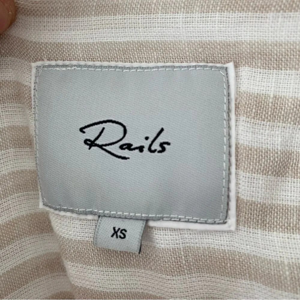 Rails Angelina Dress Dune Stripe Linen Tan White size XS - Image 12