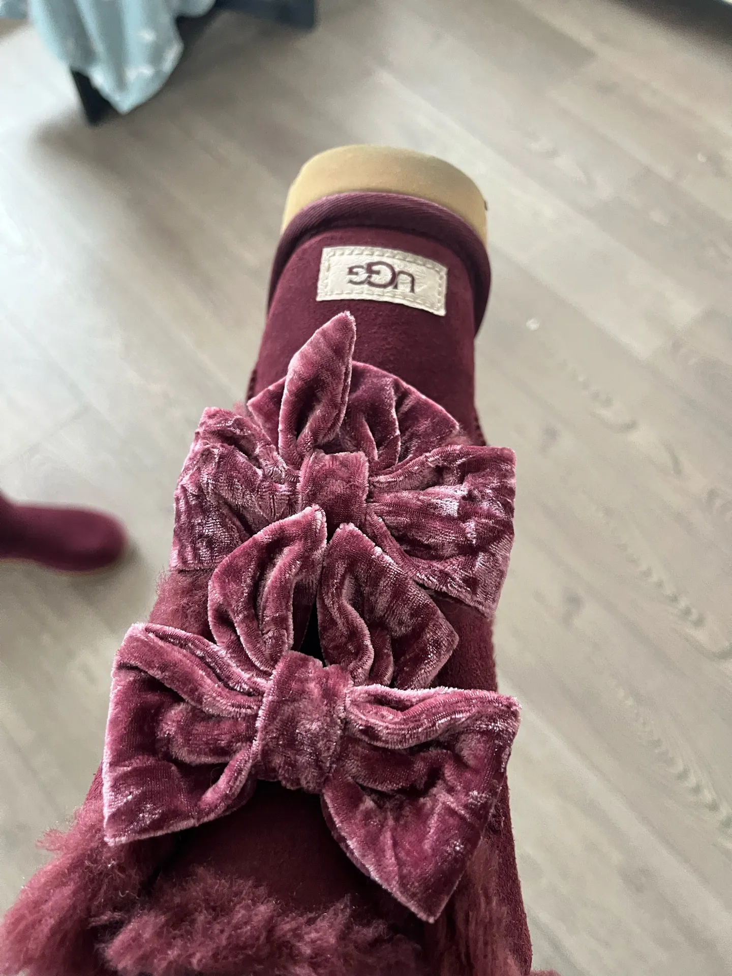 Purple UGG Boots with bows at the back size 9  - Image 8