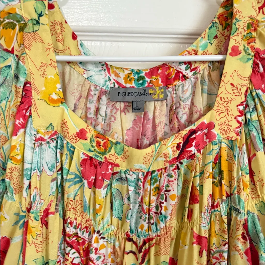 Figueroa & Flower Bohemian Floral Paisley Blouse Sz L - Image 4