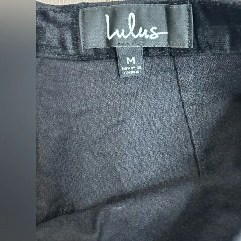 Lulus Pants Sz M Black Velvet Touch Cropped Ankle Pants Witchy Indie Alternative - Image 2