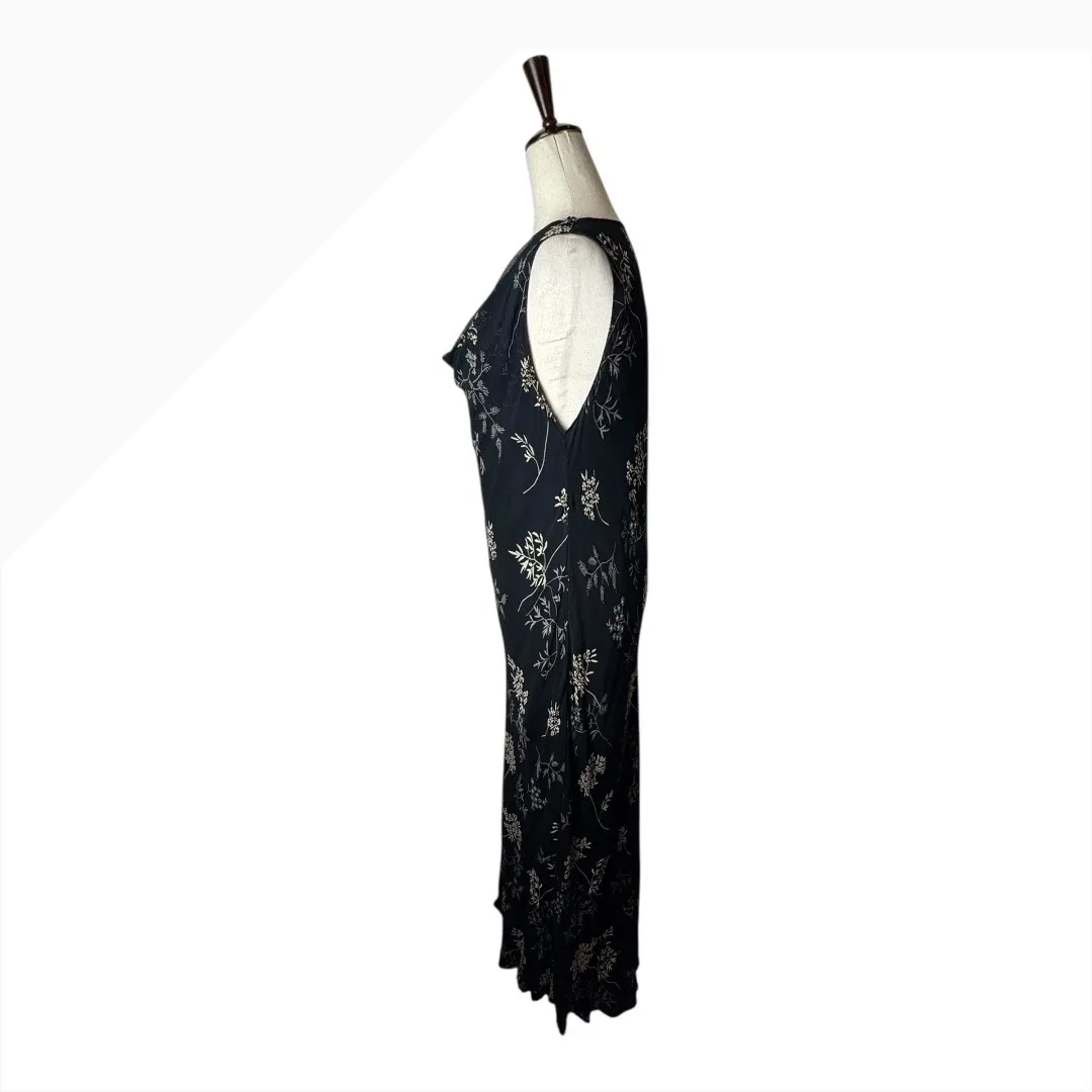 April‎ Cornell Dress Women Large Black Floral Embellished Cowl Neck Maxi Vintage - Image 7