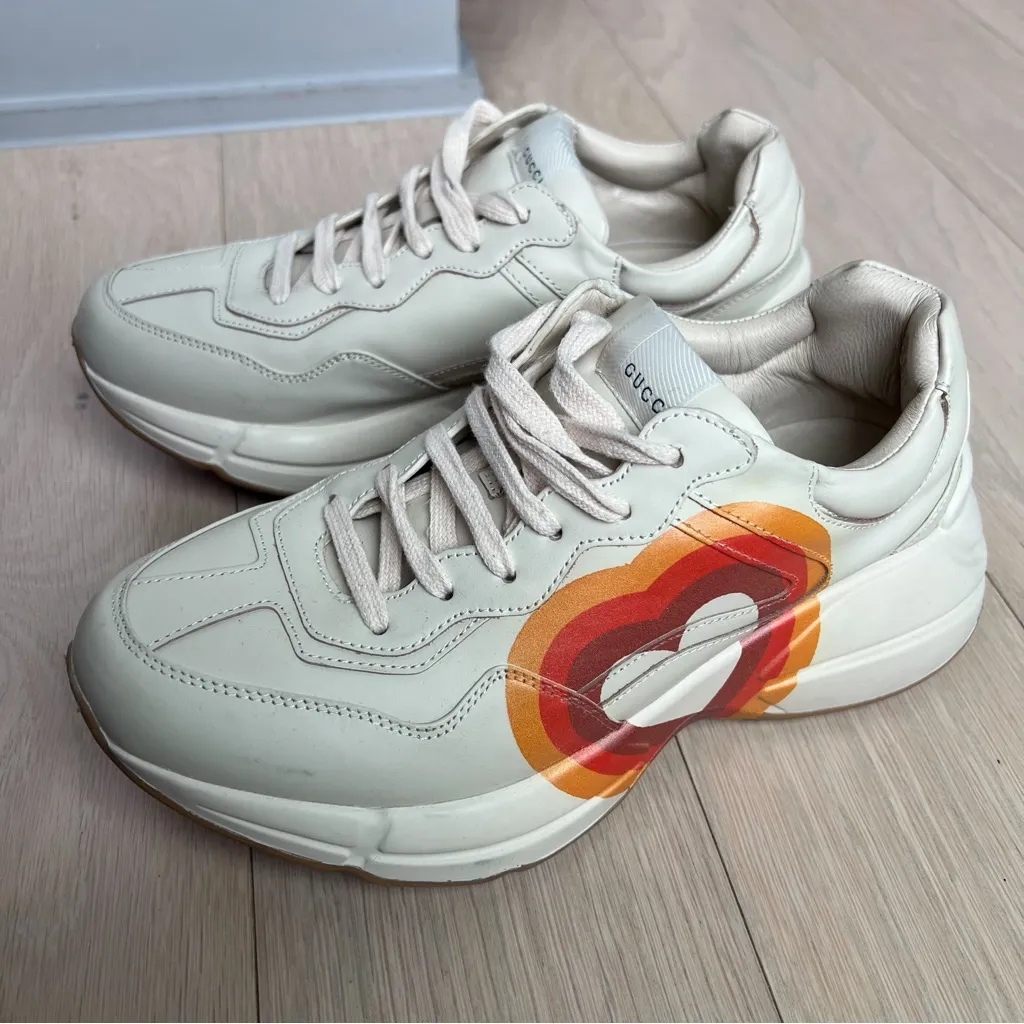 Gucci Rhyton Logo Print GG Sneakers in Tan - Authentic - Image 4