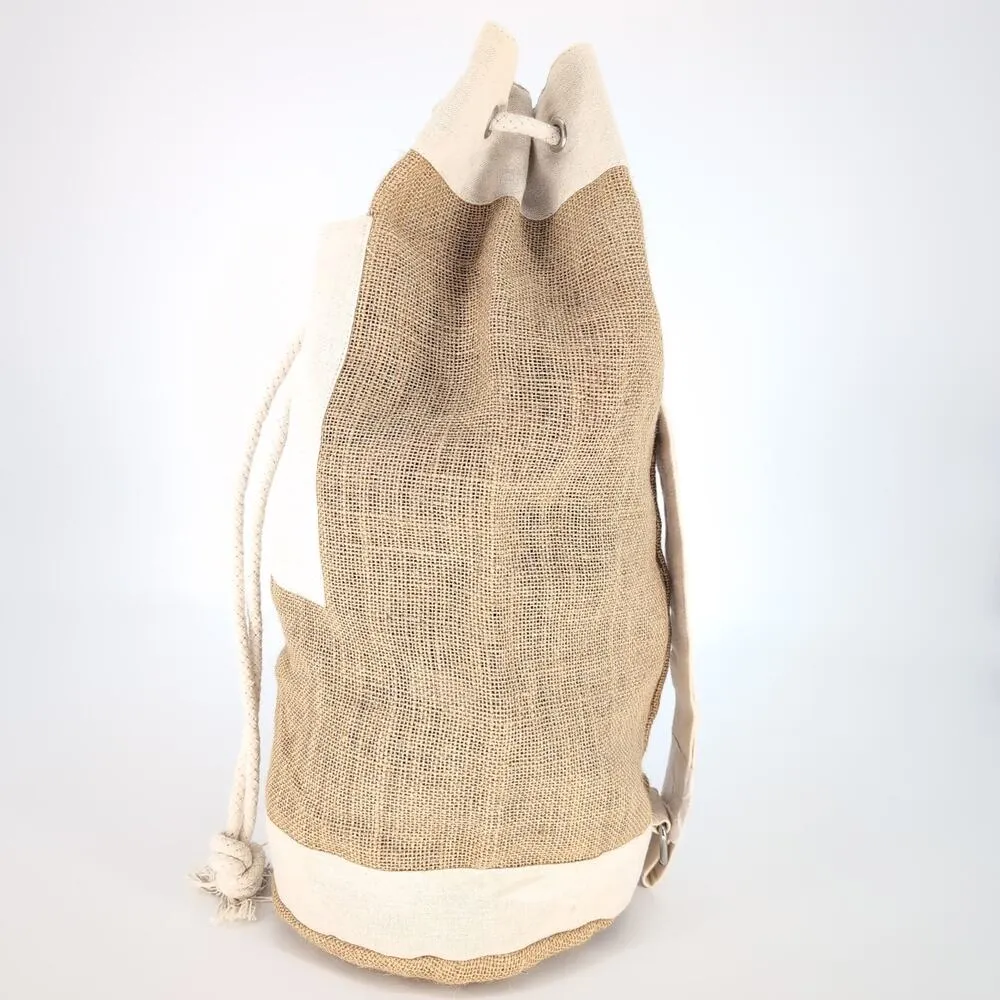 DiSaronno Velvet Cream Canvas Drawstring Bucket Bag / Backpack with Pocket - Image 12