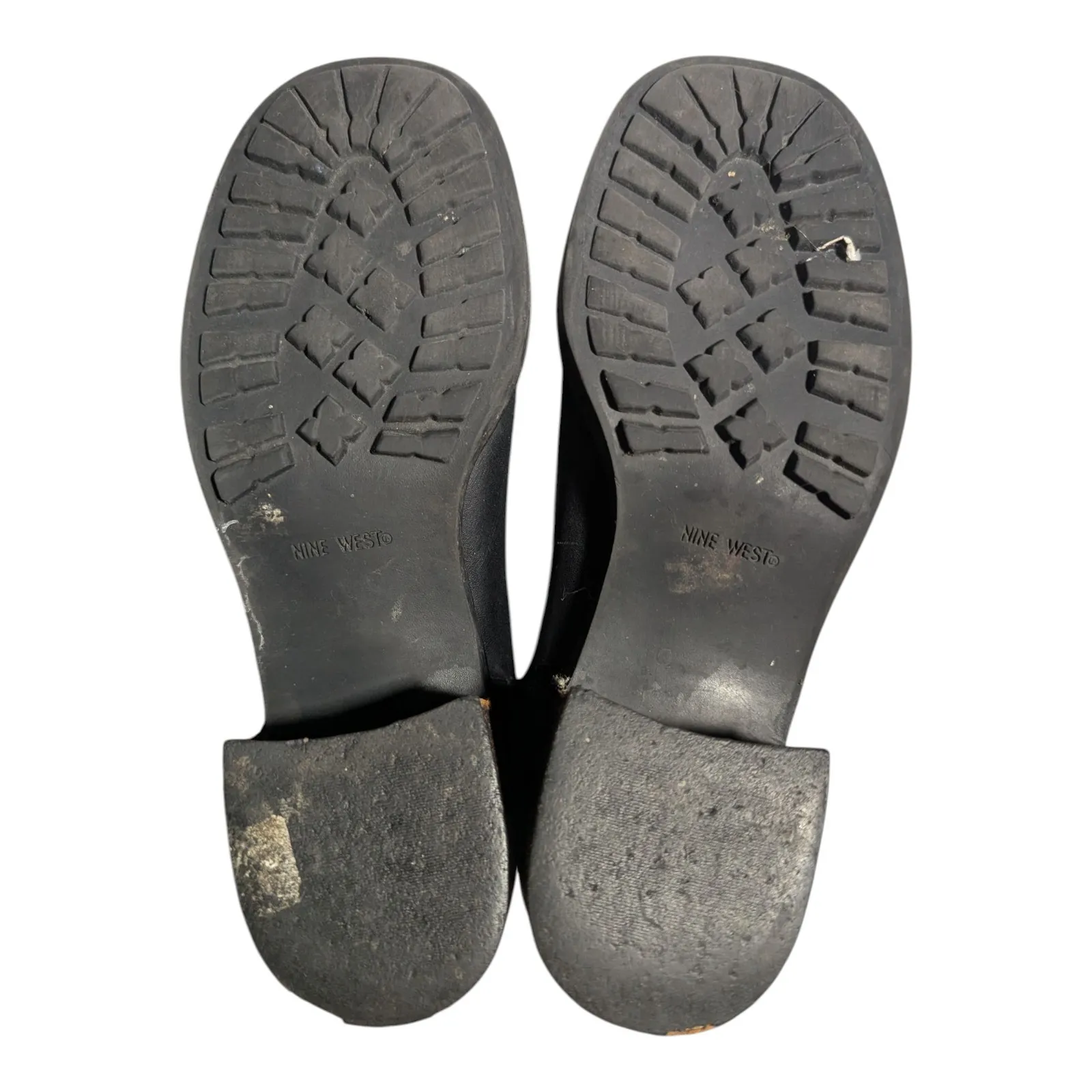 Vtg Y2K Nine West Black Leather Chunky Block Heel Inner Zip Ankle Boots Sz 6 - Image 6