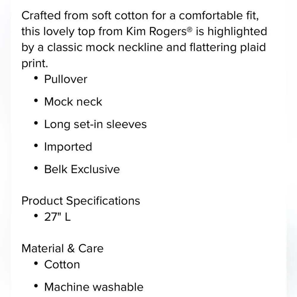 Kim Rogers size medium emerald holiday plaid mockneck longsleeve green plaid NWT - Image 10