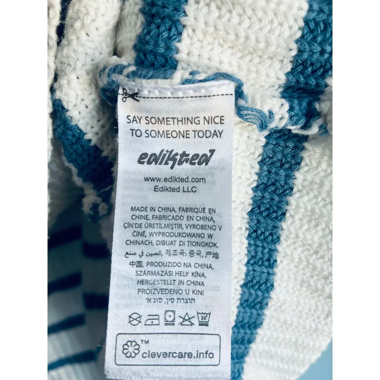 Edikted Sweater Oversized Quarter Zip Striped Bell Sleeve Knit Medium - Image 3