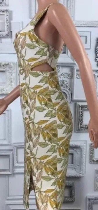 NEW  Yellow Leaf Print Beckham Rib Cut - Image 4