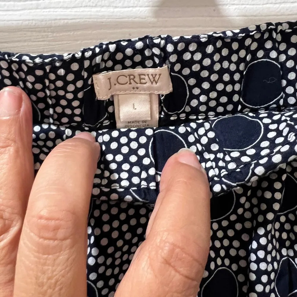 J.Crew Navy‎ Blue & White Polka Dot Mini Skirt Summer Casual Skirt-SZ L - Image 6