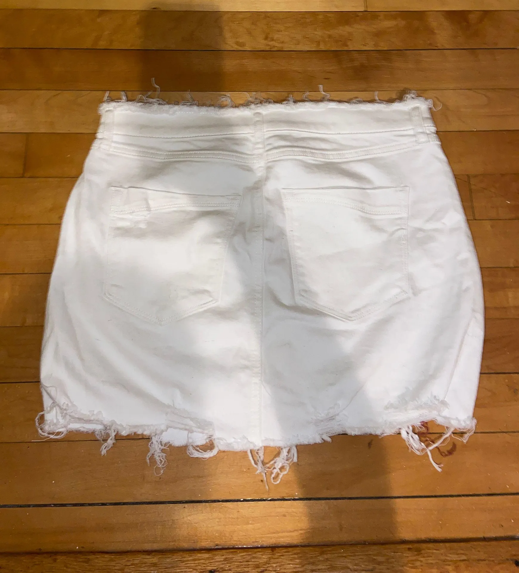 White Distressed Mini Skirt - Image 2