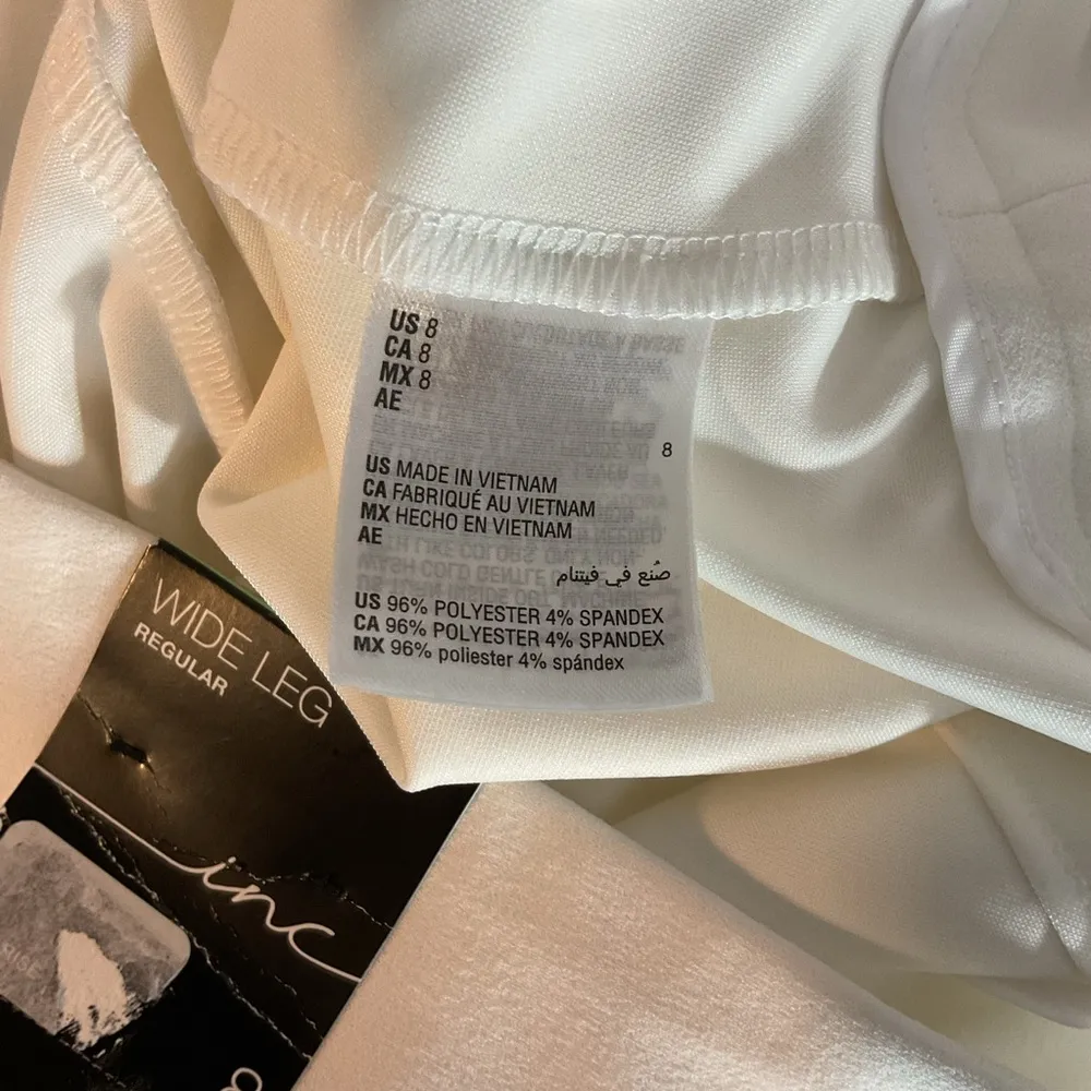 INC International Concepts Sz 8 White Wide Leg Pants Side Zip Hook & Eye Closure - Image 7