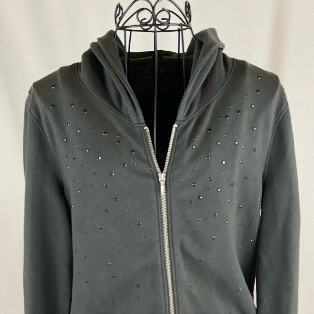 Star Wars Darth Vader Jeweled Hoodie by Rock & Republic Dark Gray Zip Front - Image 4