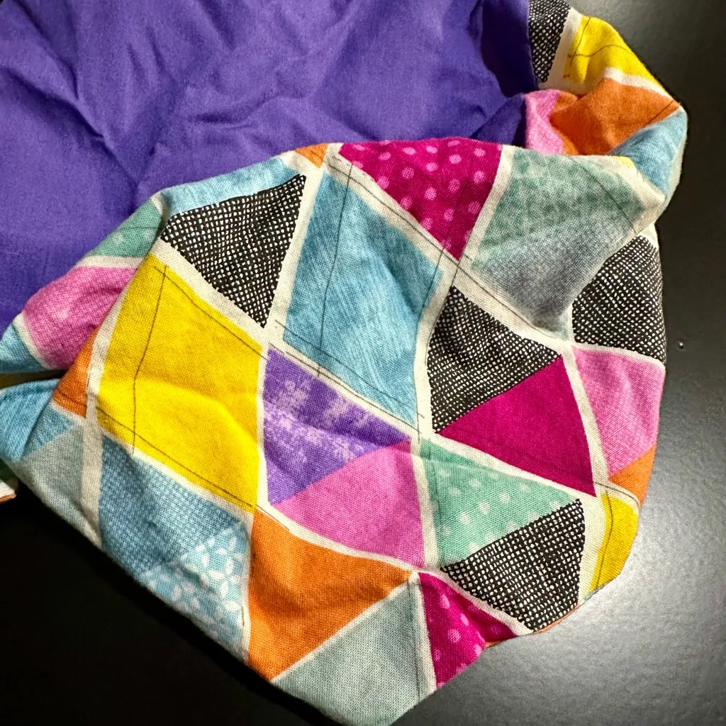 Colorful Patchwork Fabric Nurse Hat Bouffant Cap (524) Purple - Image 3