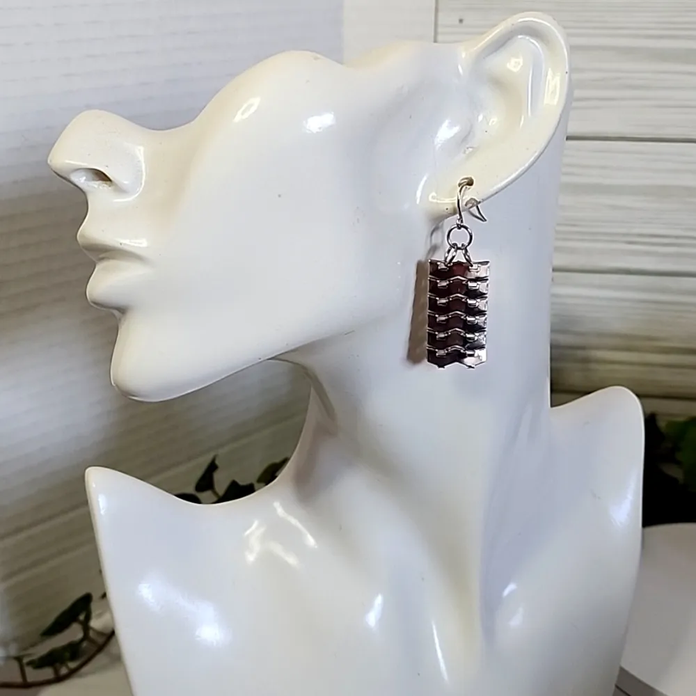 Silver Chain Waterfall Lariat Style Adjustable Necklace Earrings Set - Image 9