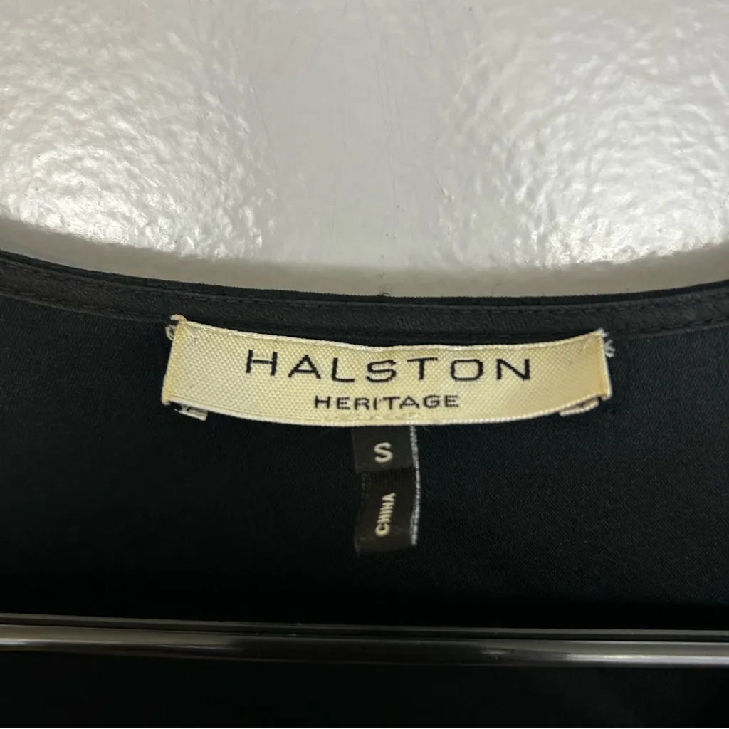 Halston Heritage Black Satin Hi-Low Kimono Sleeve V-neck Top/Blouse Size Small - Image 7